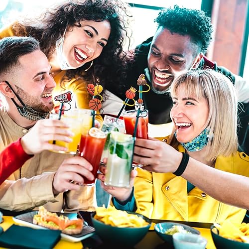 Miniatura 6 de Fundas para pajita de baloncesto, tapas de paja deportiva, tapas de silicona para pajitas de beber, tapas a prueba de polvo para popotes de 0.315 a