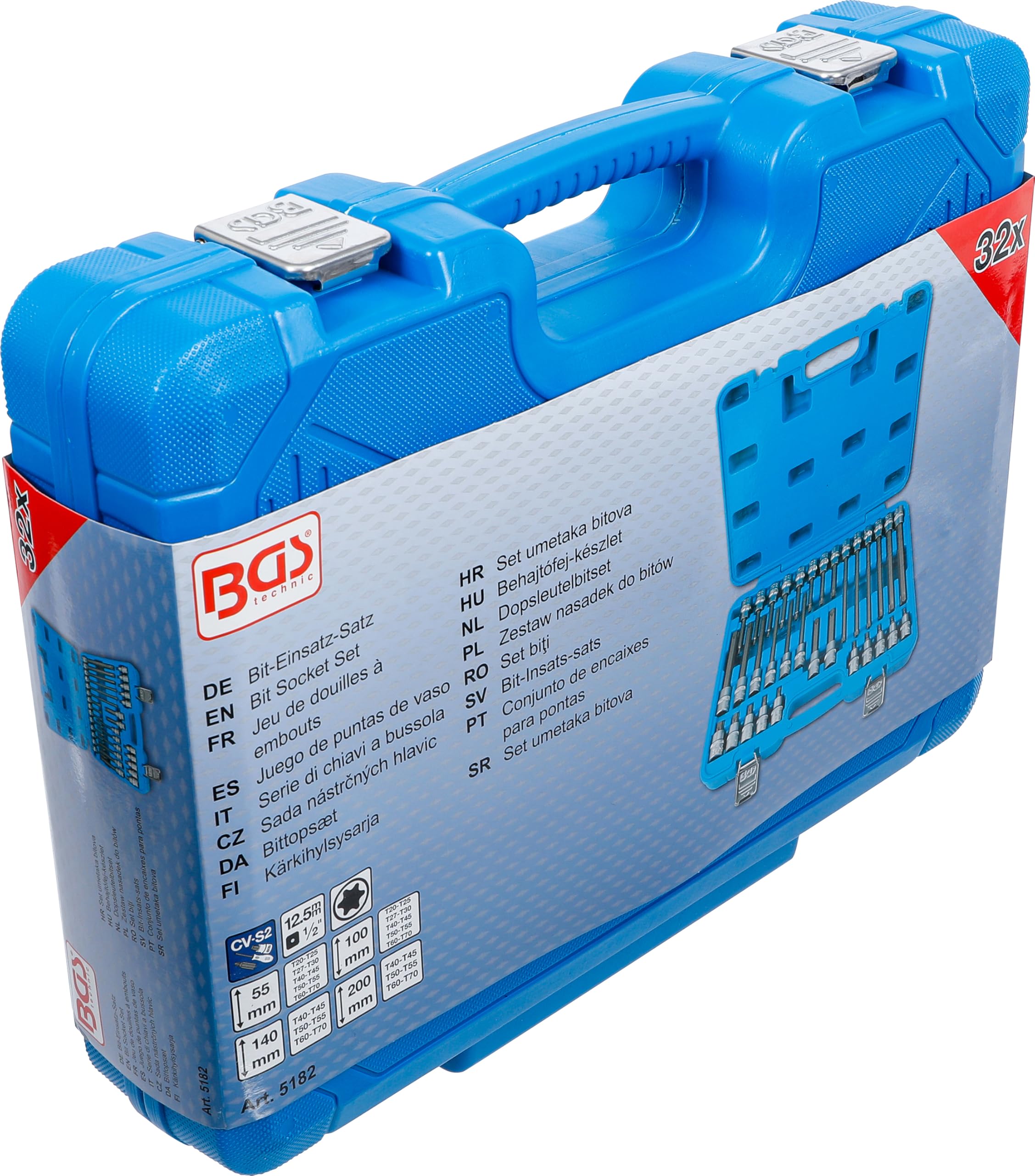 BGS 5182 | Serie di chiavi a bussola | 12,5 mm (1/2") | profilo a T (per Torx) | 32 pz.