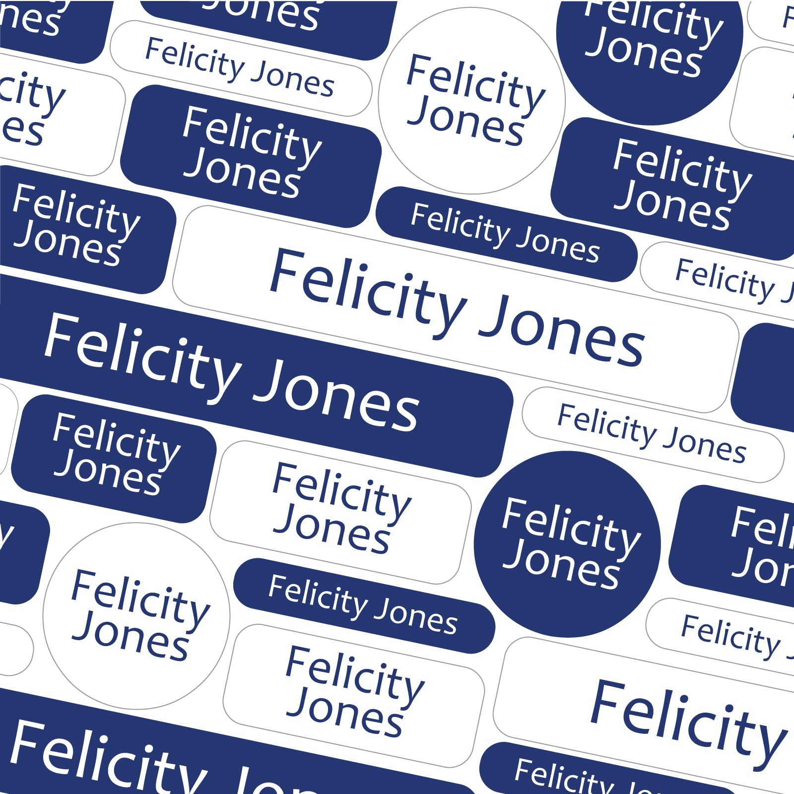 50 Name Labels for Care Homes No Iron Name Tags for Residential Care Hospital Name Stickers for Adults for Clothing, Pill Boxes, Mobility Aids, Slippers, Washable and Dishwasher Safe (Navy)