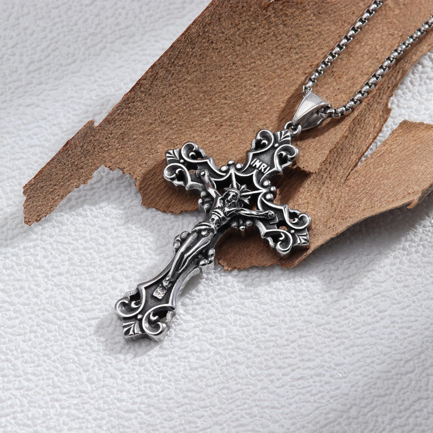 Cross Necklace for Men Silver Cross Chain Stainless Steel Pendant for Women Goth Necklace Gothic Christian Jewelry - Image 5