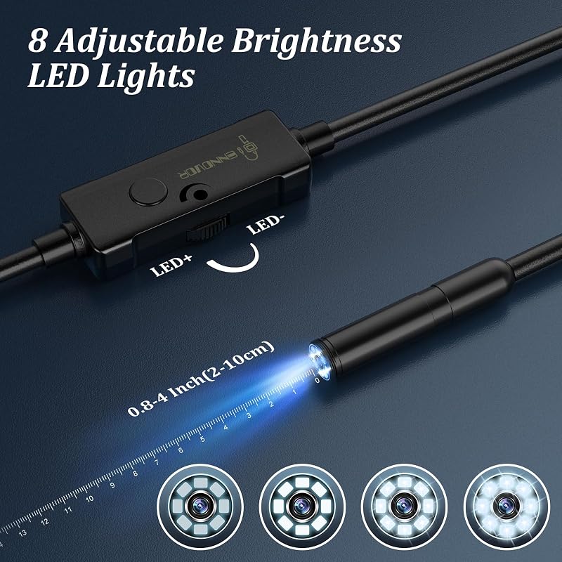 Ennovor 1920 HD endoszkóp kamera 8 LED-del, vízálló IP67, 5 méter, Android iOS