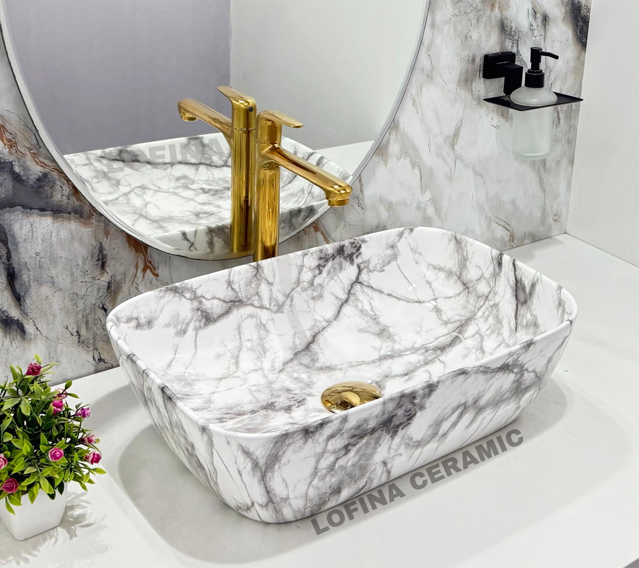 basin Which Gives Look To your Home Table Top Wash Basin LCN1003 Very Stylish Luxury Bathroom Ceramic Glossy Wash Basin Table Top Basin (Marble)