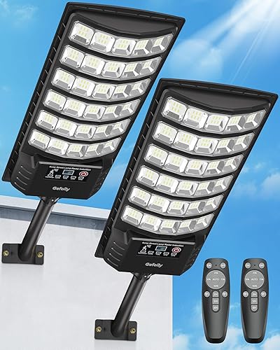 Miniatura 8 de Gefolly Luces de calle solares para exteriores, luz de estacionamiento comercial de 6500 K del atardecer al amanecer, luces de inundación de