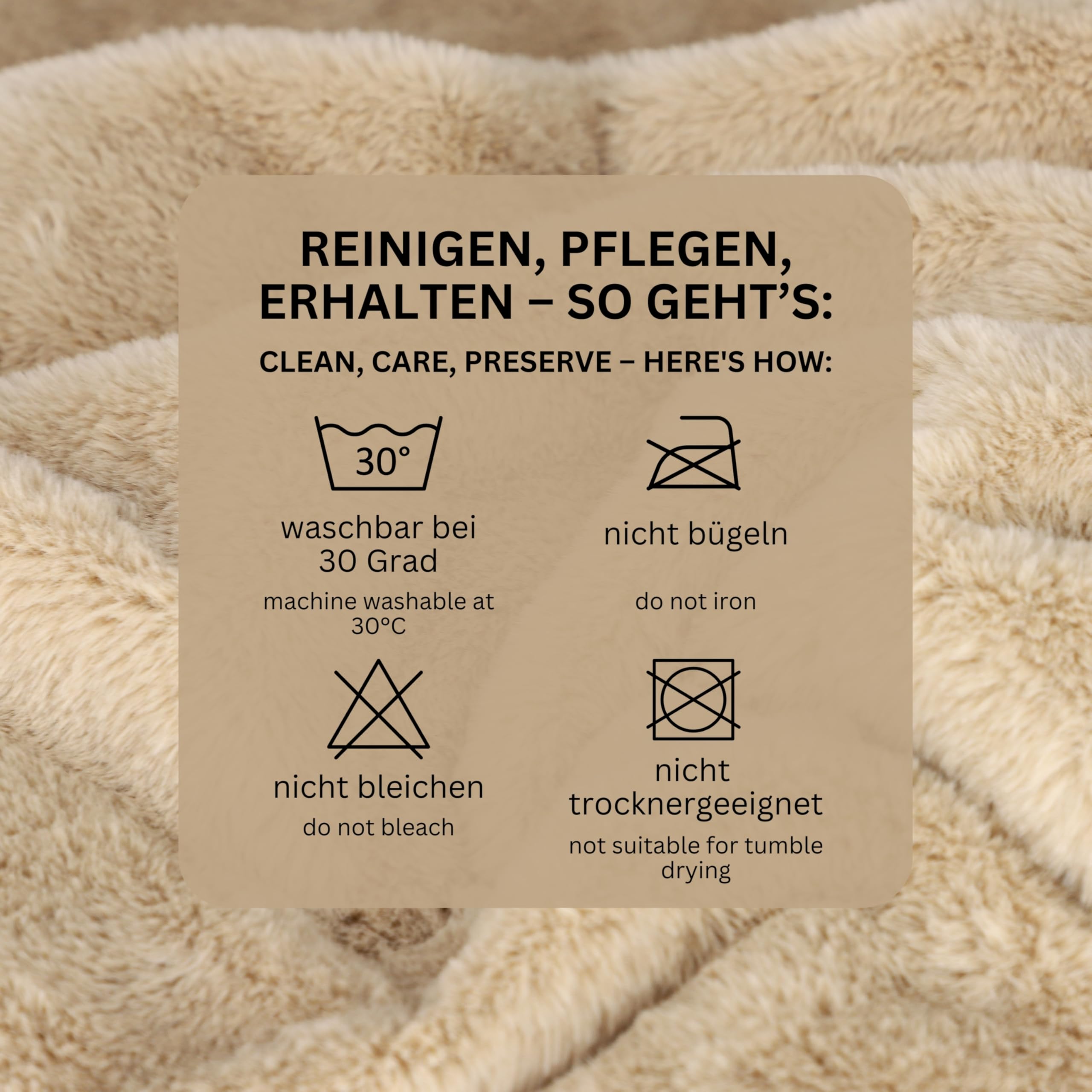 SCHÖNER WOHNEN Kuscheldecke flauschig - Warme Kunstfelldecke 130x170 beige - Weiche Wohndecke für Couch & Wohnzimmer - ÖkoTex plüsch Plaid als Sofadecke - Blanket kuschelig für Herbst & Winter