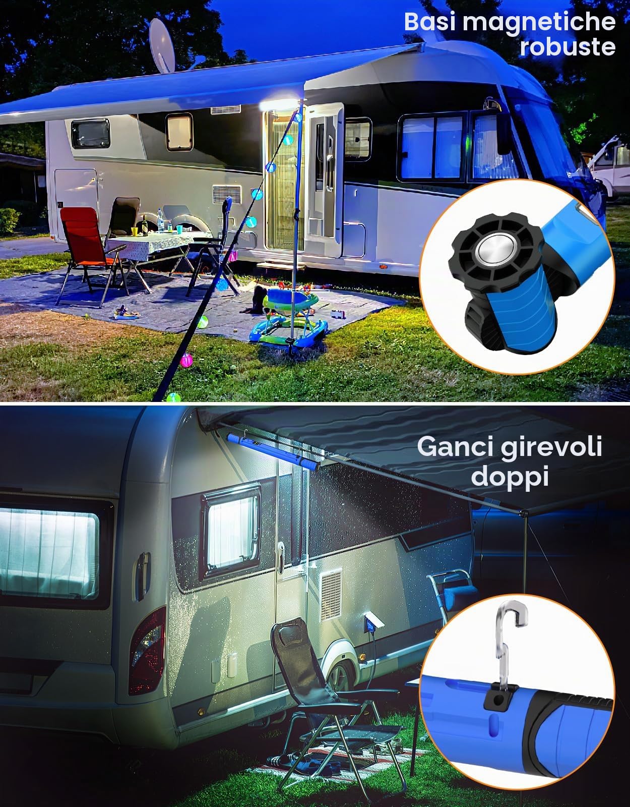 CLV Lampada da Lavoro LED Ricaricabile, 3000LM Lampada Led Ricaricabile con Base Magnetica Lampada Magnetica 5000mah Lampada di Ispezione Portatile 6 modalità 3 luminosità, IP65 per Riparazioni