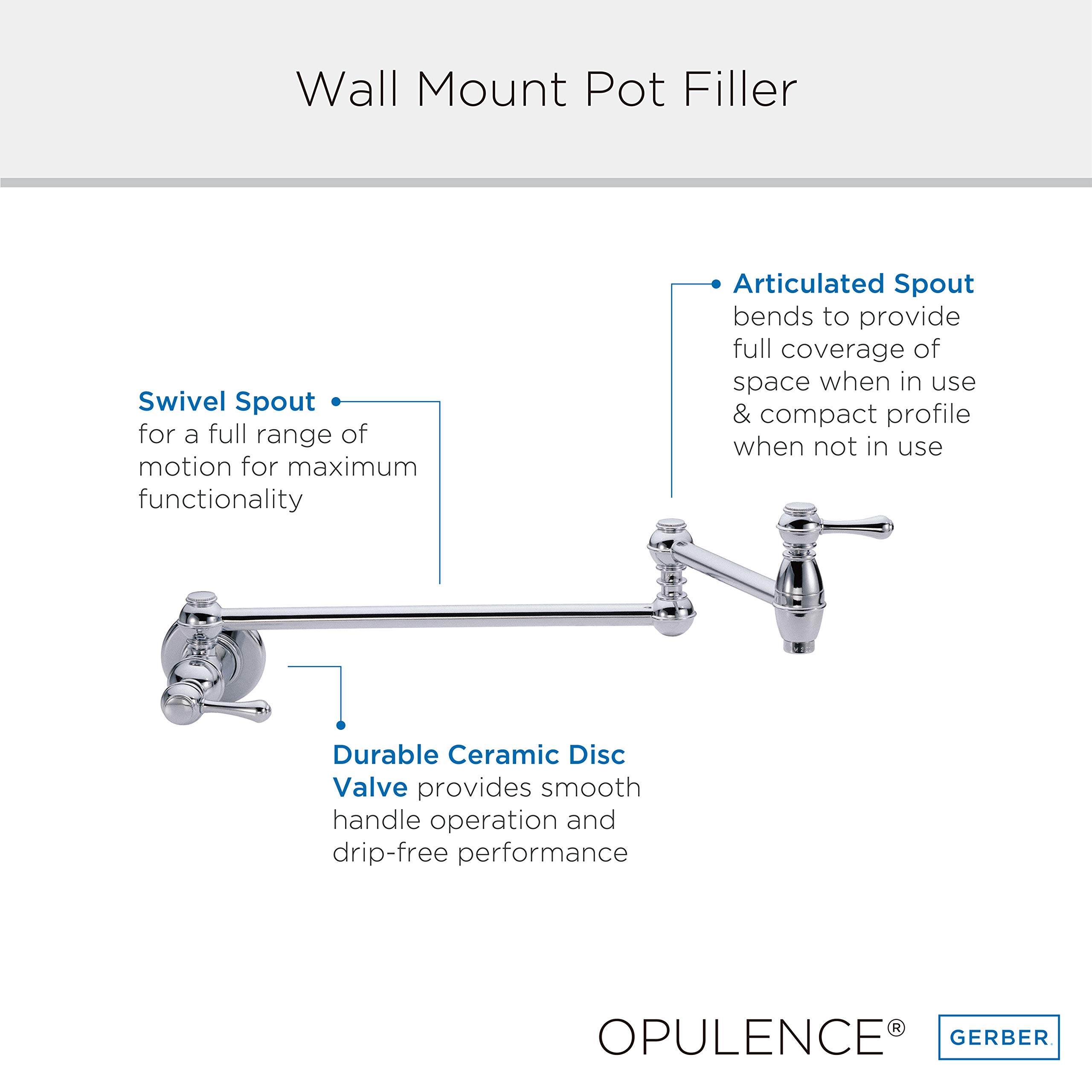 Danze D205057 Opulence Wall Mount Pot Filler, Chrome - Pot Filler 