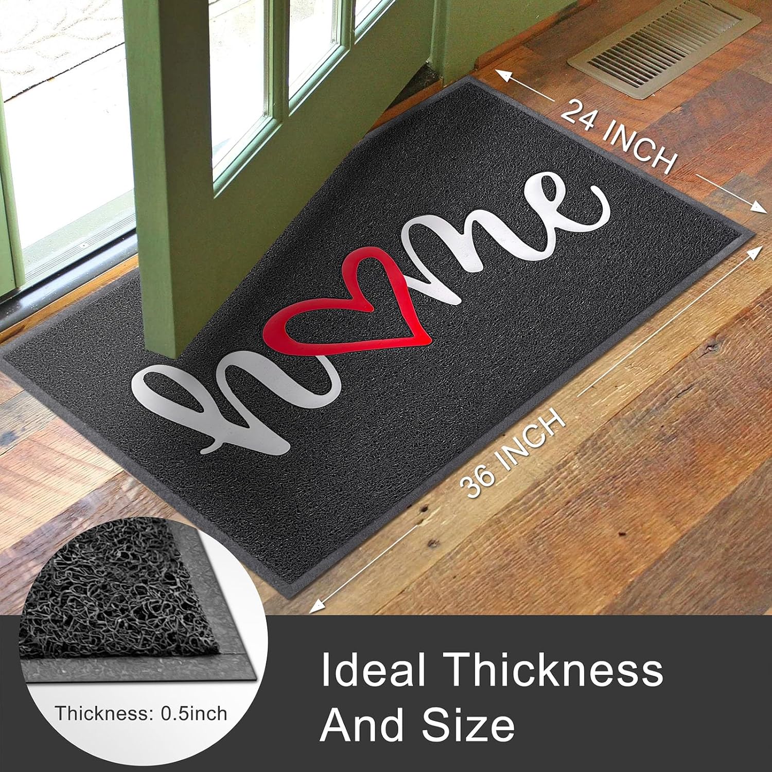 KILOCOCO Door Mat Outdoor Doormat Welcome Mat Funny Home Mats Non-Slip Front Door Mat for Entrance Indoor Door Mats for Garage Patio 24"x36", Black