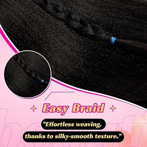 Miniatura 3 de Purshine Extensiones de cabello trenzado preestiradas ombré de 24 pulgadas, paquete de 3 paquetes de trenzas sintéticas naturales para mujeres y