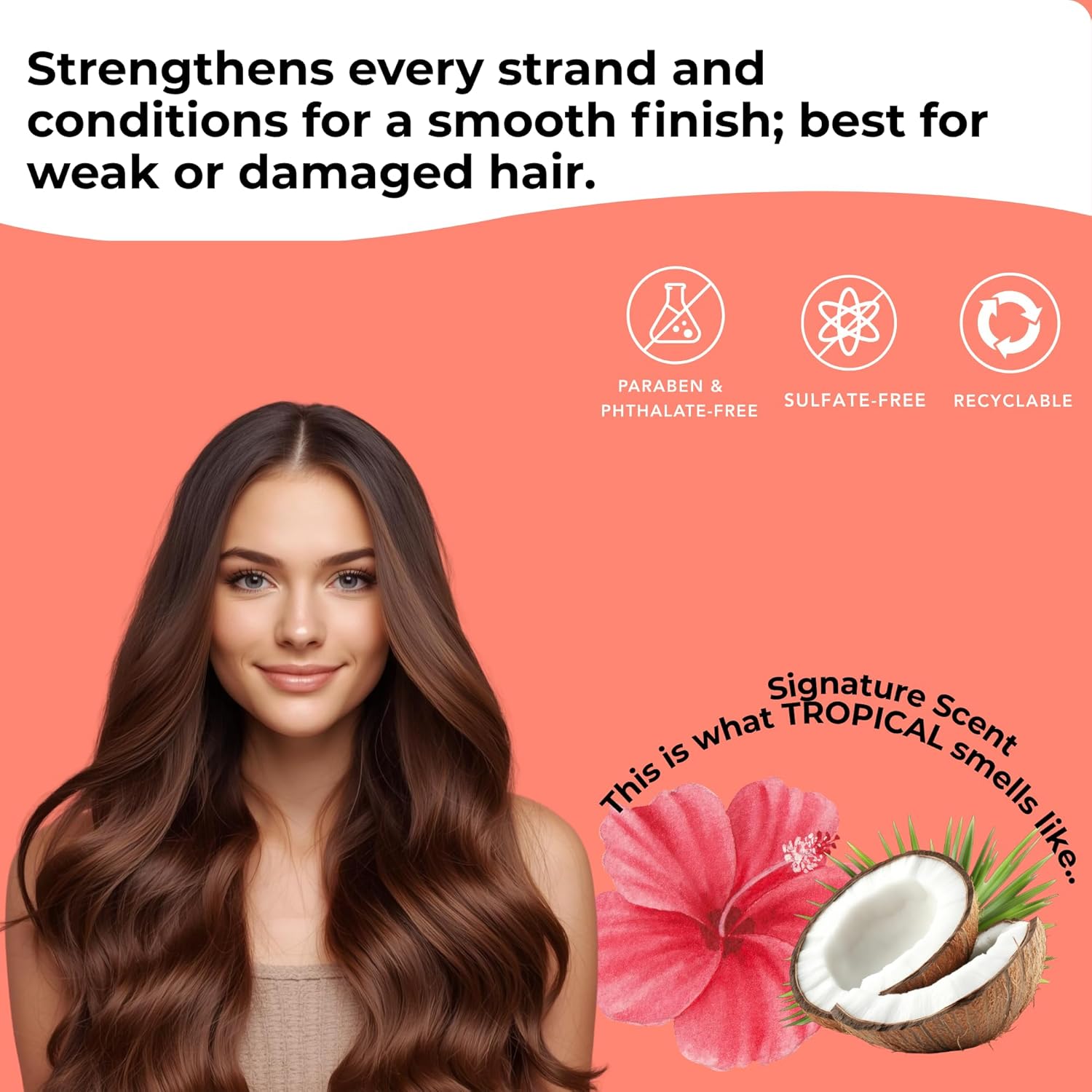 DANI Naturals Coconut Hibiscus Sulfate-Free Shampoo, Vegan, Hydrating, Strengthens & Conditions, 12 fl oz