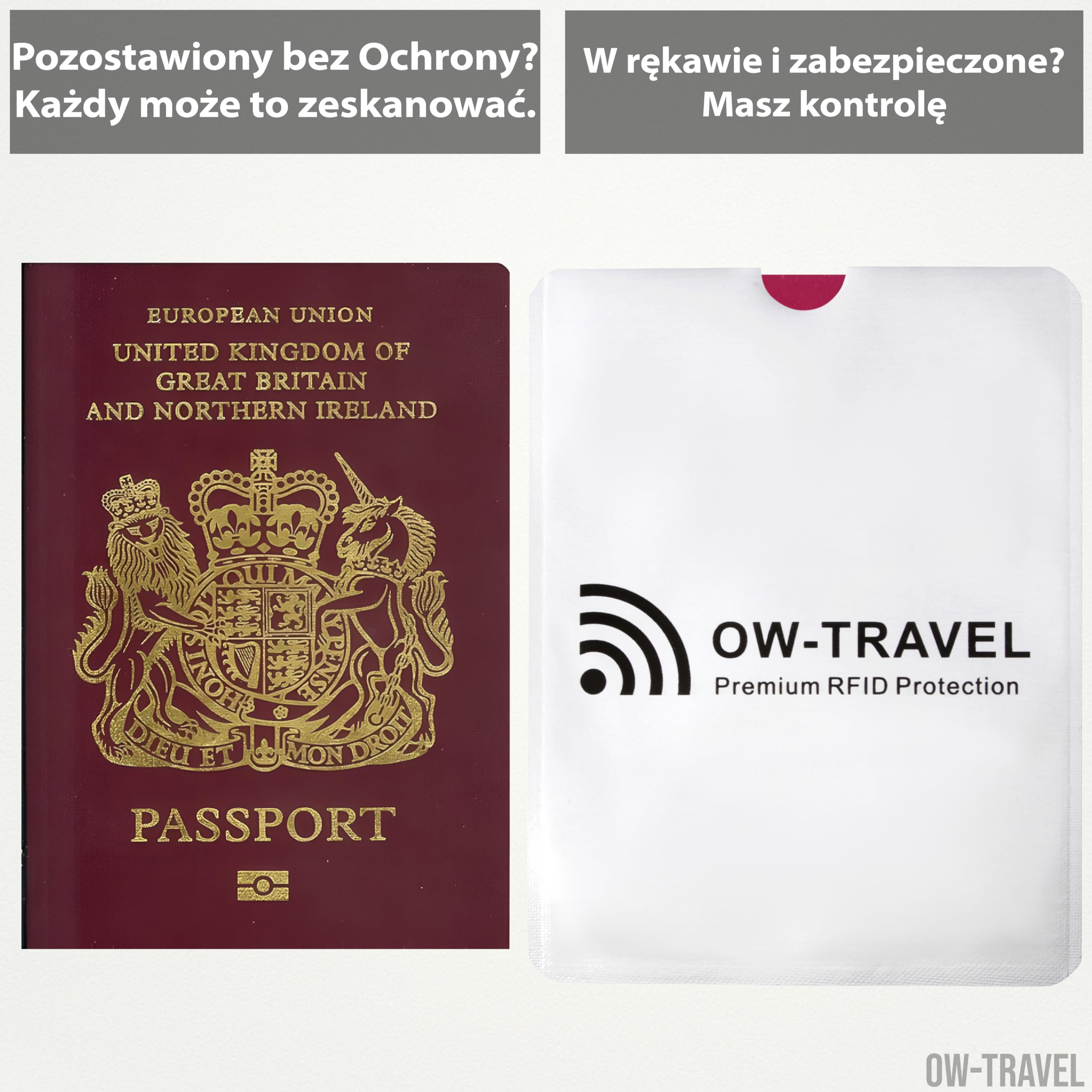 OW-Travel Etui na Karty RFID (10 Sztuk) I Etui na Paszportu (4 Sztuk) Ochrona Kart Zbliżeniowych. Blokada Karty RFID i Ochrona. Kartę Blokada Paszportu Bezpieczeństwa