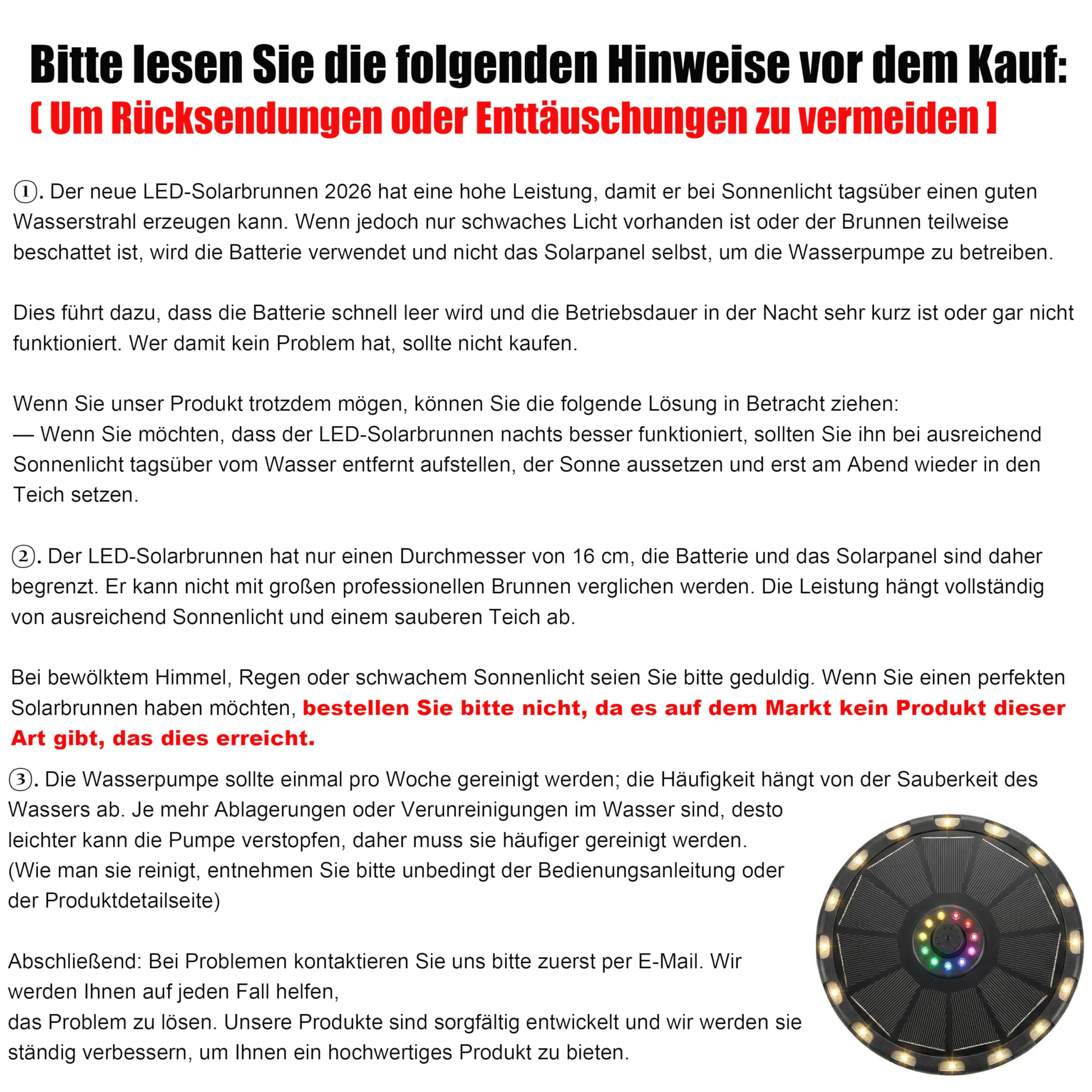 Solar Springbrunnen 3.5W, Solarbrunnen für außen 2026 Upgrade, Solar Teichpumpe mit 8 Bunten&18 Warmweiße LED-Leuchten, Solar Fontäne mit 6 Effekte für Garten Fischteich Wasserspiel Vogel-Bad