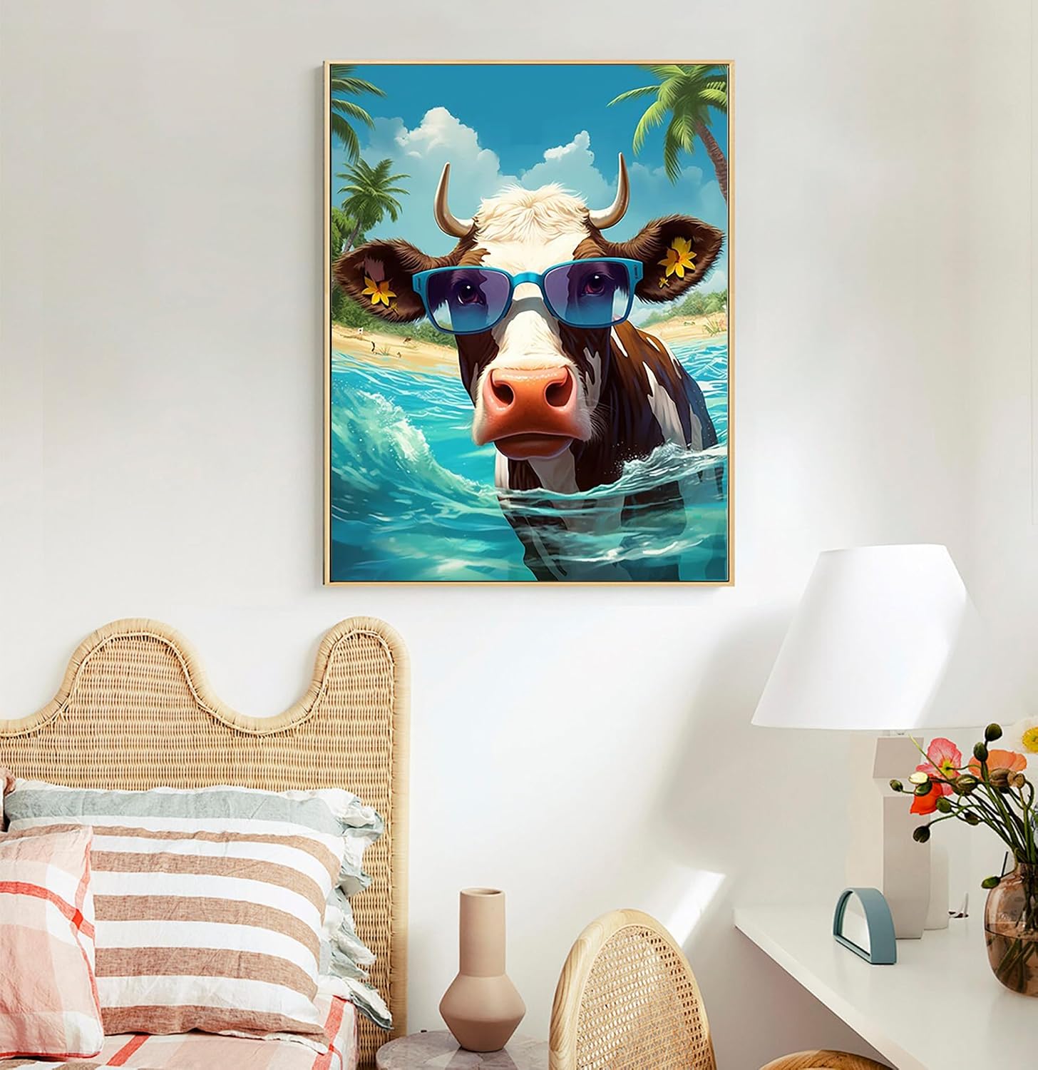 Paint by Numbers Kit for Adults, Beach Cow DIY Acrylic Canvas Painting Set image 3