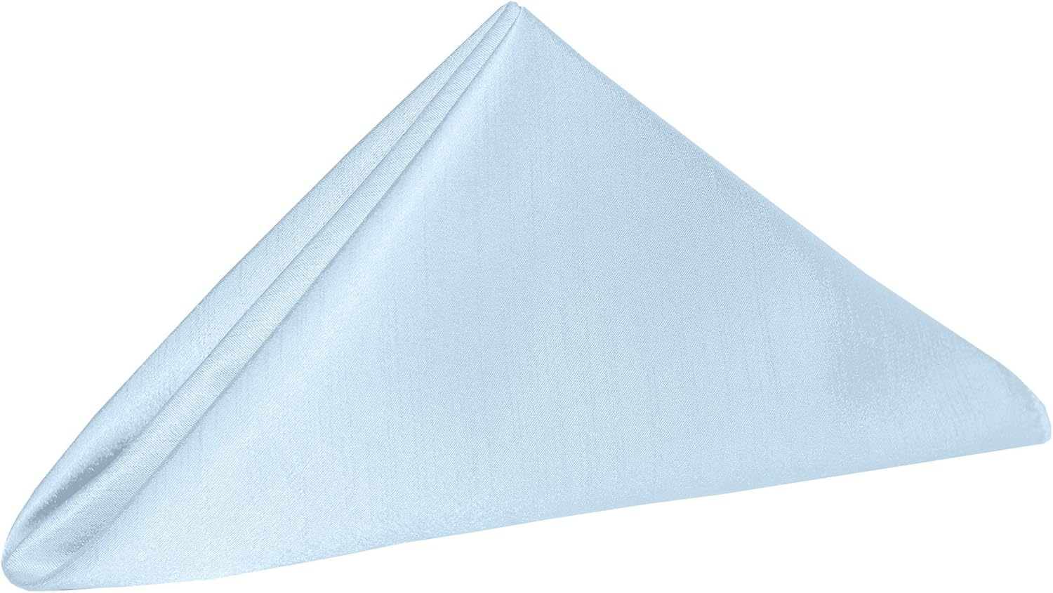 Ultimate Textile Ice Blue Reversible Shantung Satin Cloth Dinner Napkins - 20" x 20" (Set of 12) Washable Polyester Cloth Napkins with Serged Edges