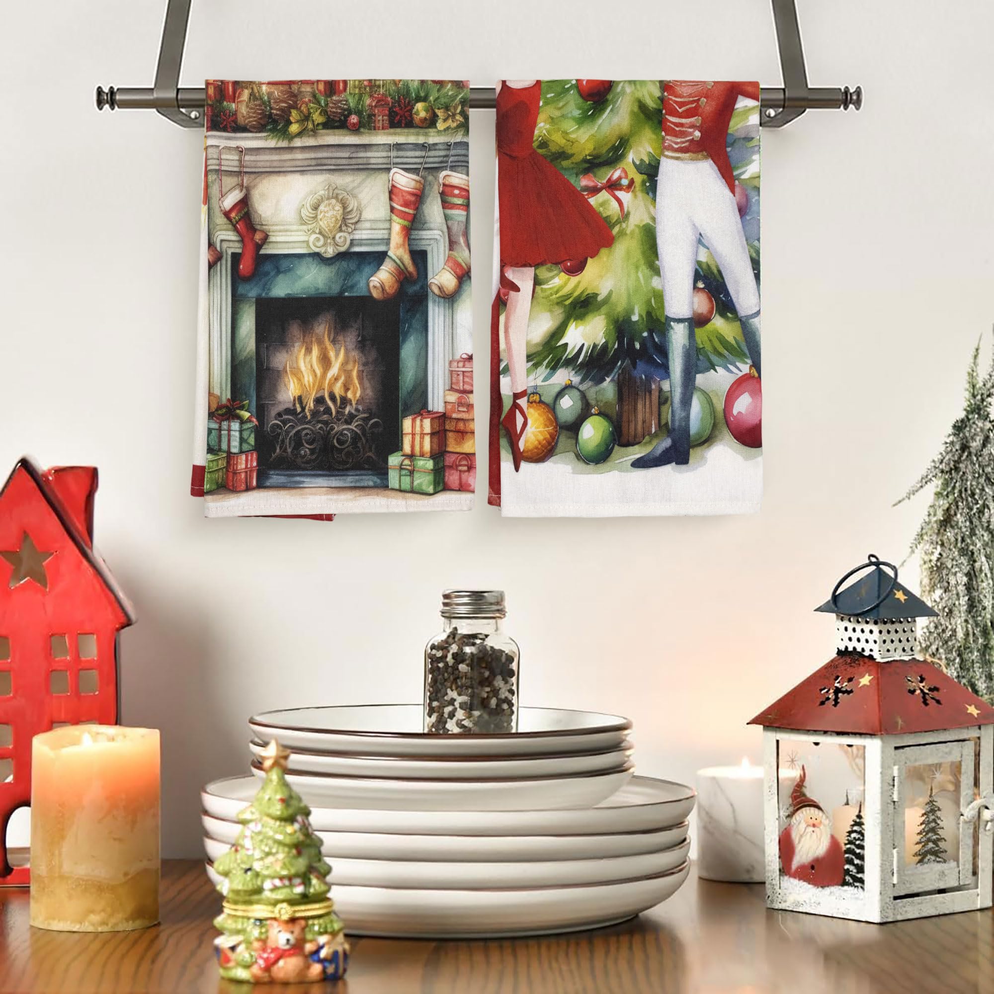 Nada Home Set Strofinacci Natalizi Canovacci in cotone 6 Pezzi Decorazioni Natale 6893
