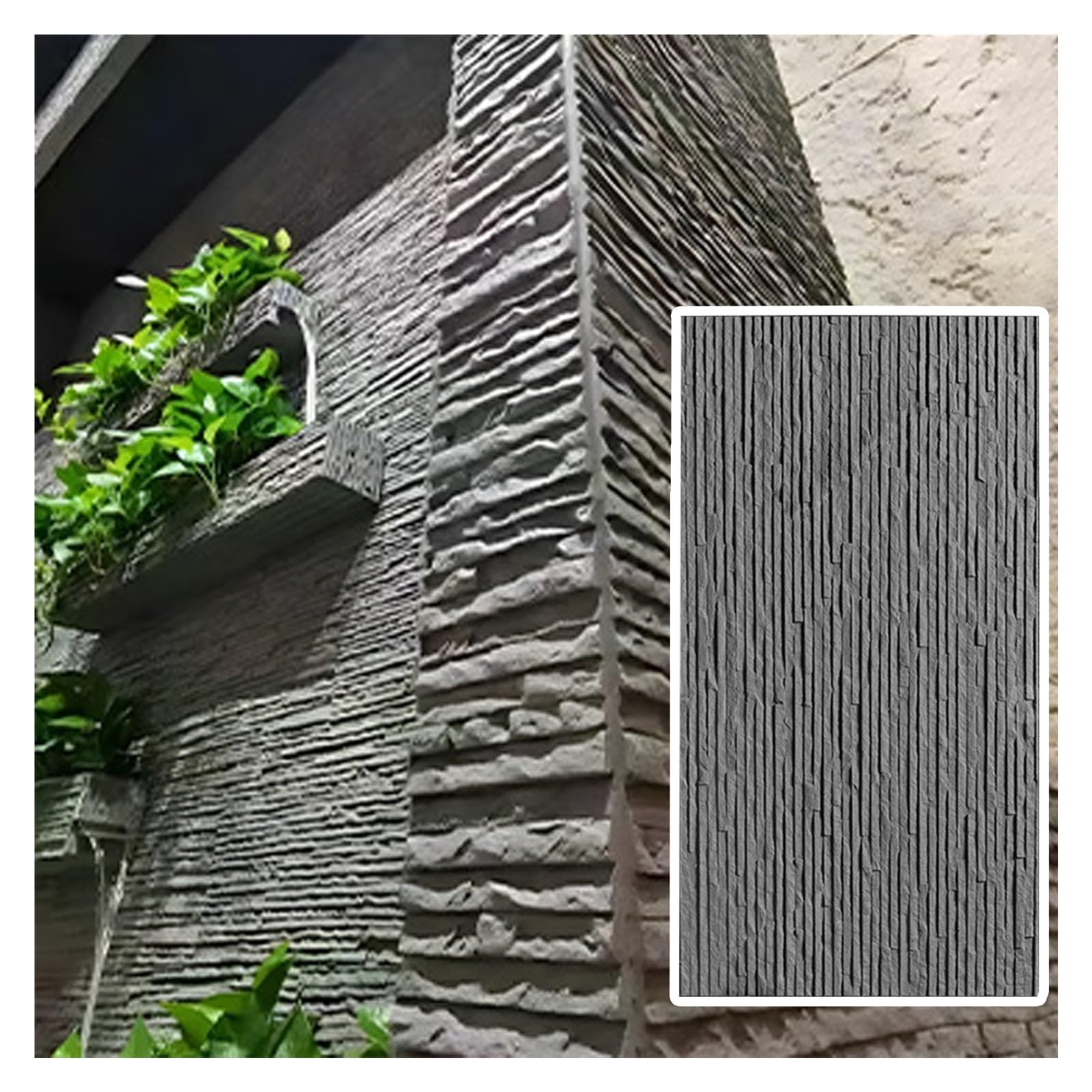 Pannelli di rivestimento 3D da parete, in finta pietra, scanalati, testurizzati, per fai da te, impermeabile, per uso interno ed esterno