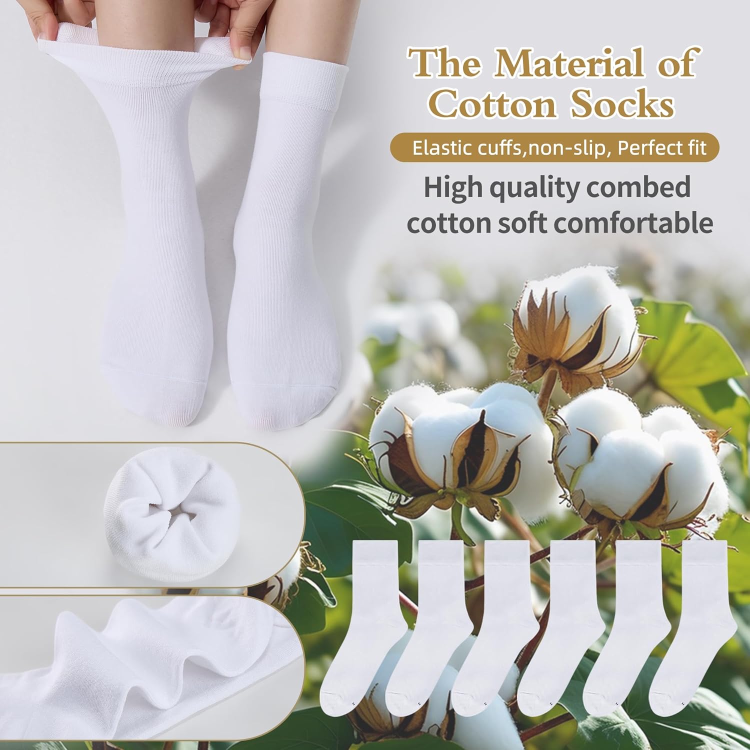 Corlap Women's Thin Above Ankle Socks - 6Pairs Cotton Casual Bootie Dress Crew Socks - Image 2
