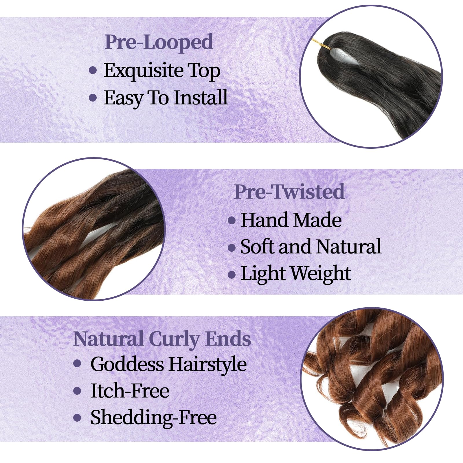 Locescsoc 24 Inch French Curls Braiding Hair 8 Packs Spanish Curly Braids Pre Stretched Loose Wave Soft French Curl Synthetic Braiding Hair Extensions for Women (OT4/30 - Image 3