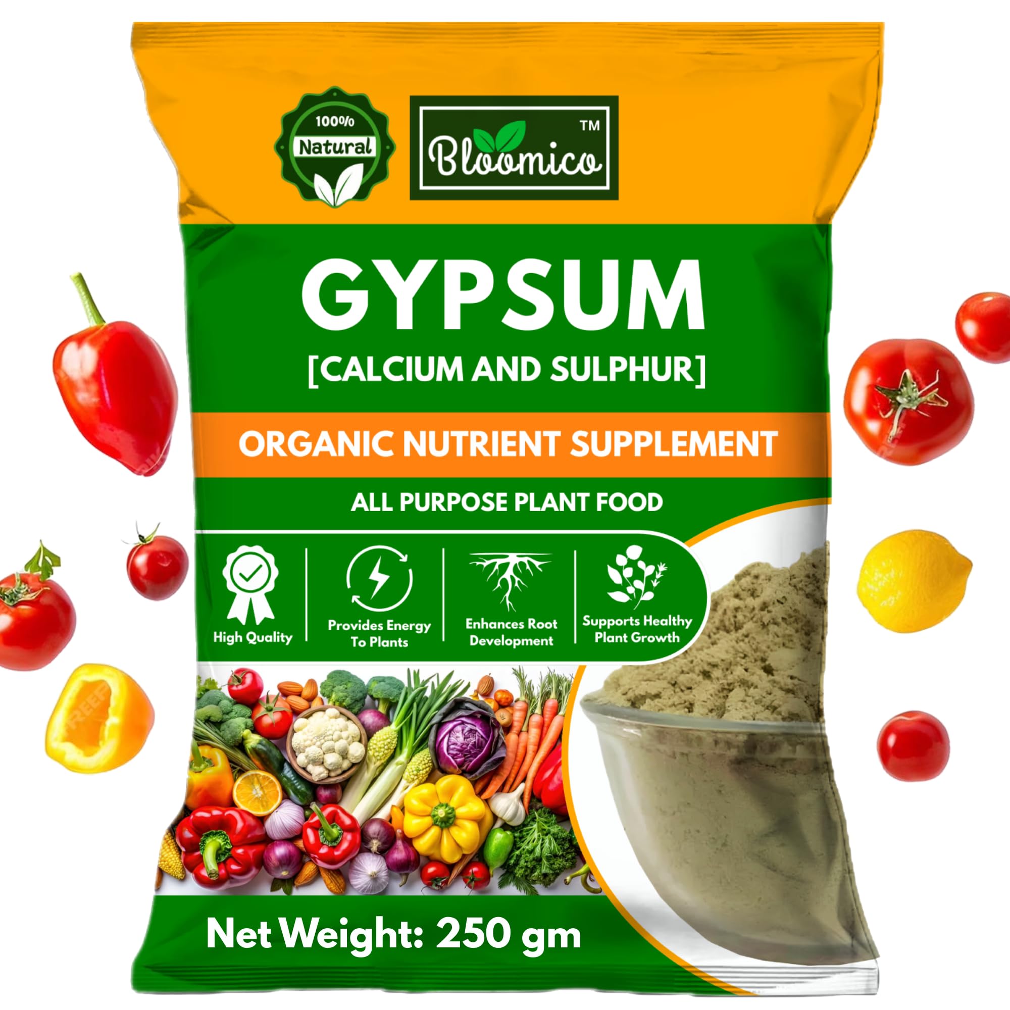 Bloomico Gypsum Powder for Plants - Organic Calcium Sulfate Fertilizer- 250 gm | Natural Soil Conditioner & Soil Amendment for Lawn, Plants and Home Garden | Plant Nutrient Supplement - 250 gm-image-22