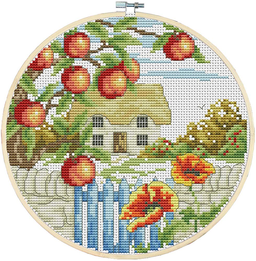 Kit Point De Croix Renard Kit Point De Croix Petit Renard D'Automne Awesocrafts | Broderie 14CT 38x47cm - Estampé Complet Broderie Estampée Automne
