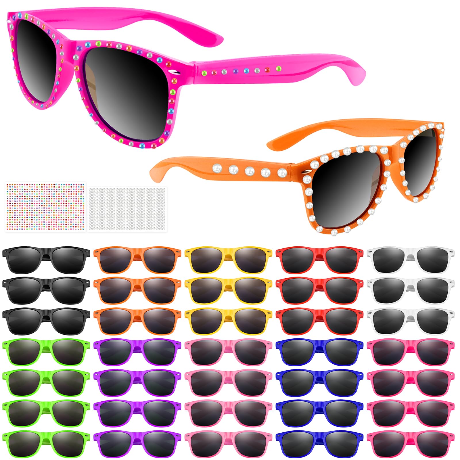MEEZY 20/30/50/100Pcs Neon Sunglasses Bulk, Party Sunglass for Goody Bag Fillers Birthday Summer Beach Party Favors