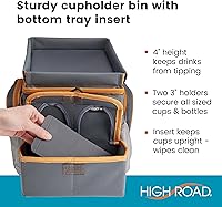 Vista 5 de High Road CarHop Organizador de asiento de automóvil para niños y adultos con bandeja portavasos, bolsillos laterales y compartimento refrigerante
