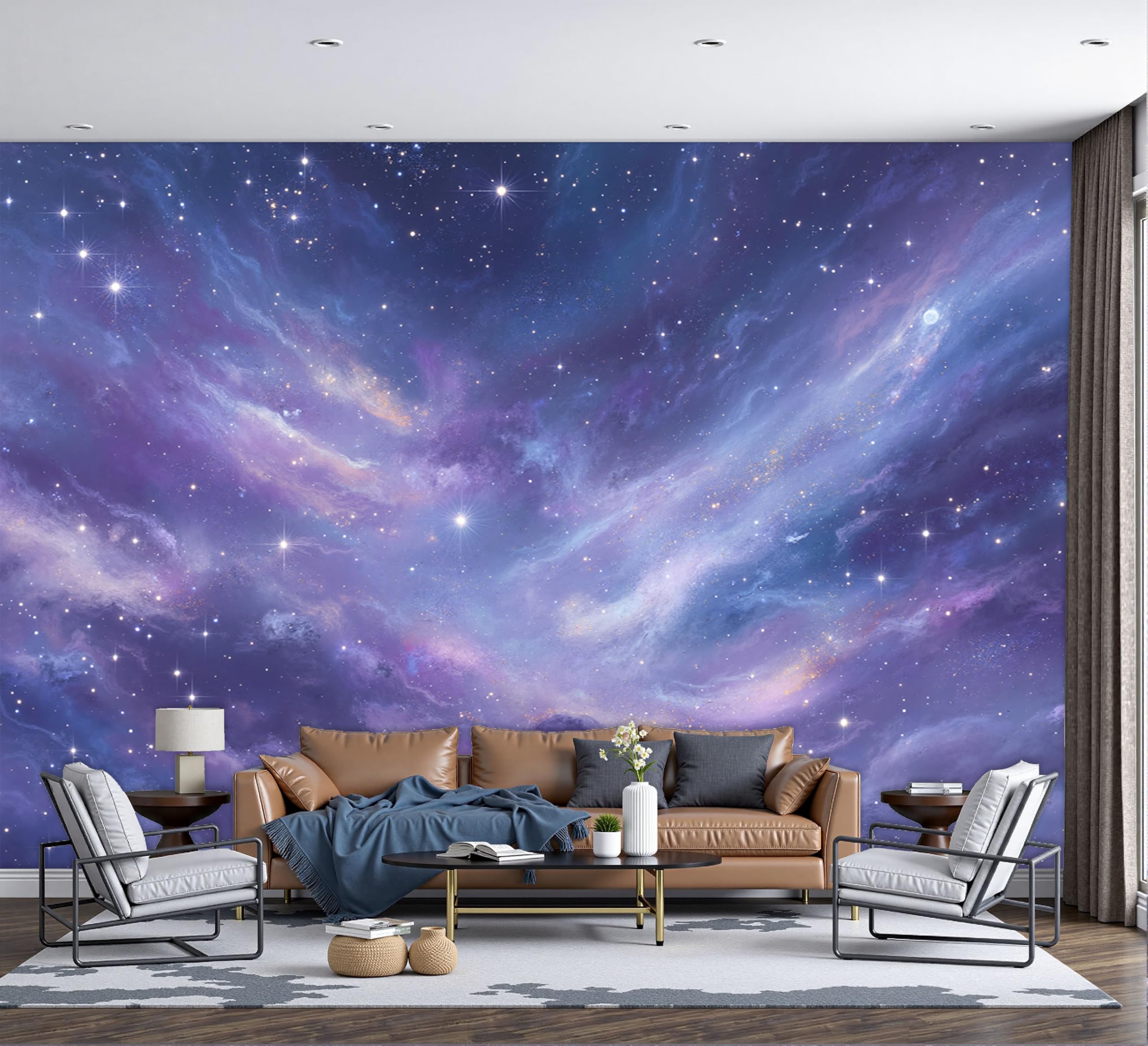 Fresque murale soie univers et constellation pour une décoration murale de prestige