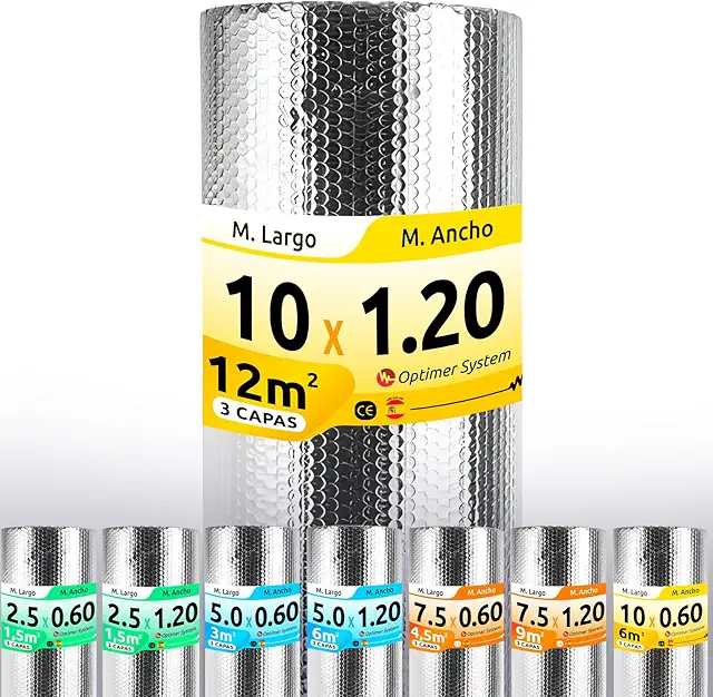 Aislante Térmico Reflexivo para Techo | Reduce Frío y Calor | Rollo 12m²