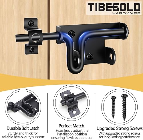 Miniatura 3 de Pestillo de puerta de perno deslizante con orificio para candado, cerrojo deslizante de alta resistencia para valla de madera, pestillos deslizantes