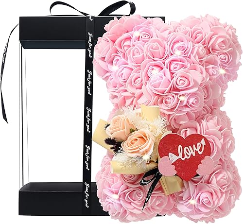 axxxt Regalos de oso de rosas para el día de la madre, regalos de oso de rosas para ella mujer en el día de San Valentín, cumpleaños, boda y