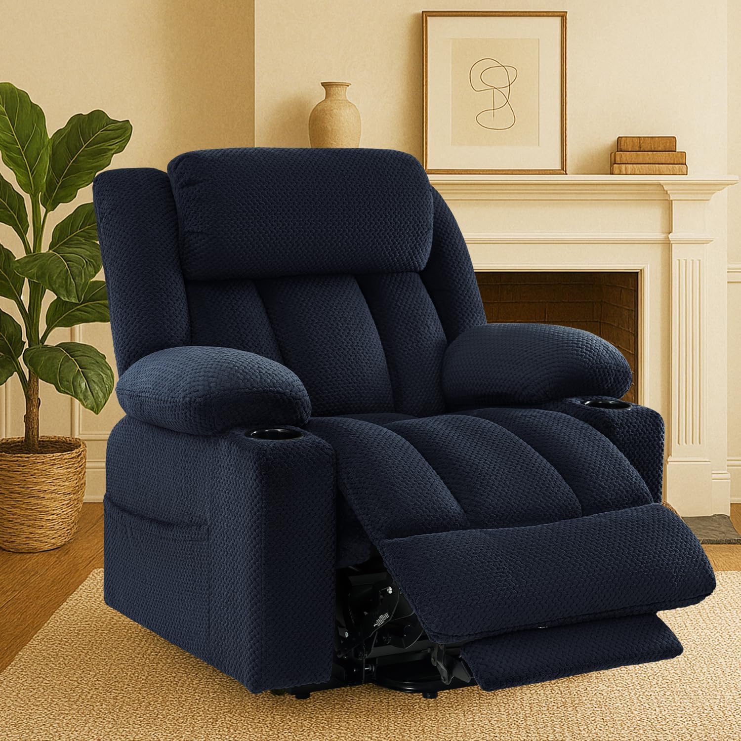 Three Motor Large-Wide Power Lift Chairs Recliners for Elderly, 180° Lay Flat Lift Recliner Chair with Massage & Heat, Infinite Positions & Power Headrest, Soft Plush Flannel (Grey)