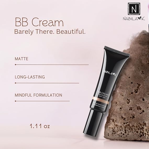 BB Tint Cream Foundation, 1.11 oz by Nabila K - Light Cool - Lightweight Hydrating Formula, Natural Coverage - Infused with Cucumber, Chamomile, Ginseng, Aloe Vera, and Niacinamide (Vitamin B3)