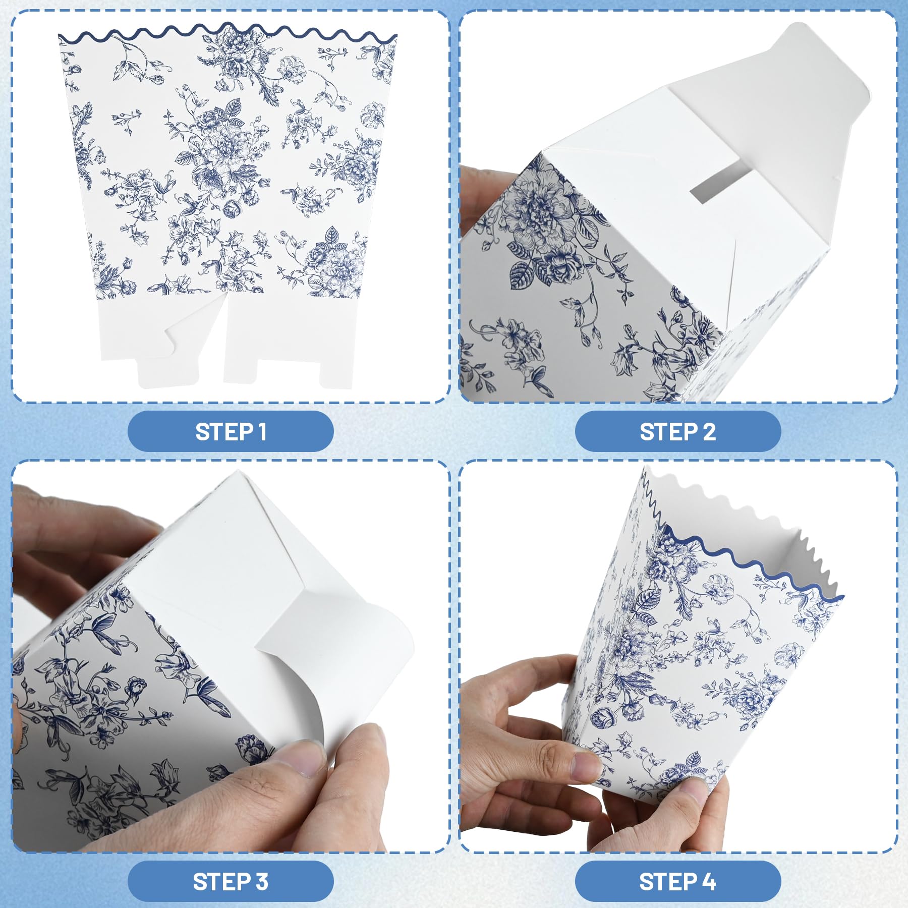 Kuabiz 60 scatole natalizie per popcorn, caramelle natalizie rosse e verdi a pois, ciotole per popcorn, contenitori per biscotti, bomboniere, decorazioni, regali di festa, forniture per feste (blu)