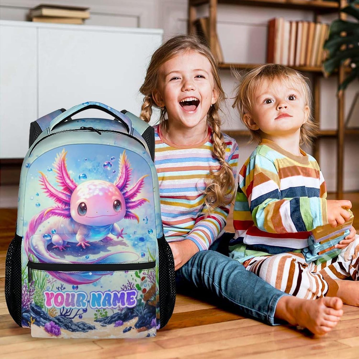 Personalized School Backpack for Kids - 17 Inch Axolotl Kids School Bag for Elementary - Portable Lightweight Animals Backpacks for Preschool - Image 5
