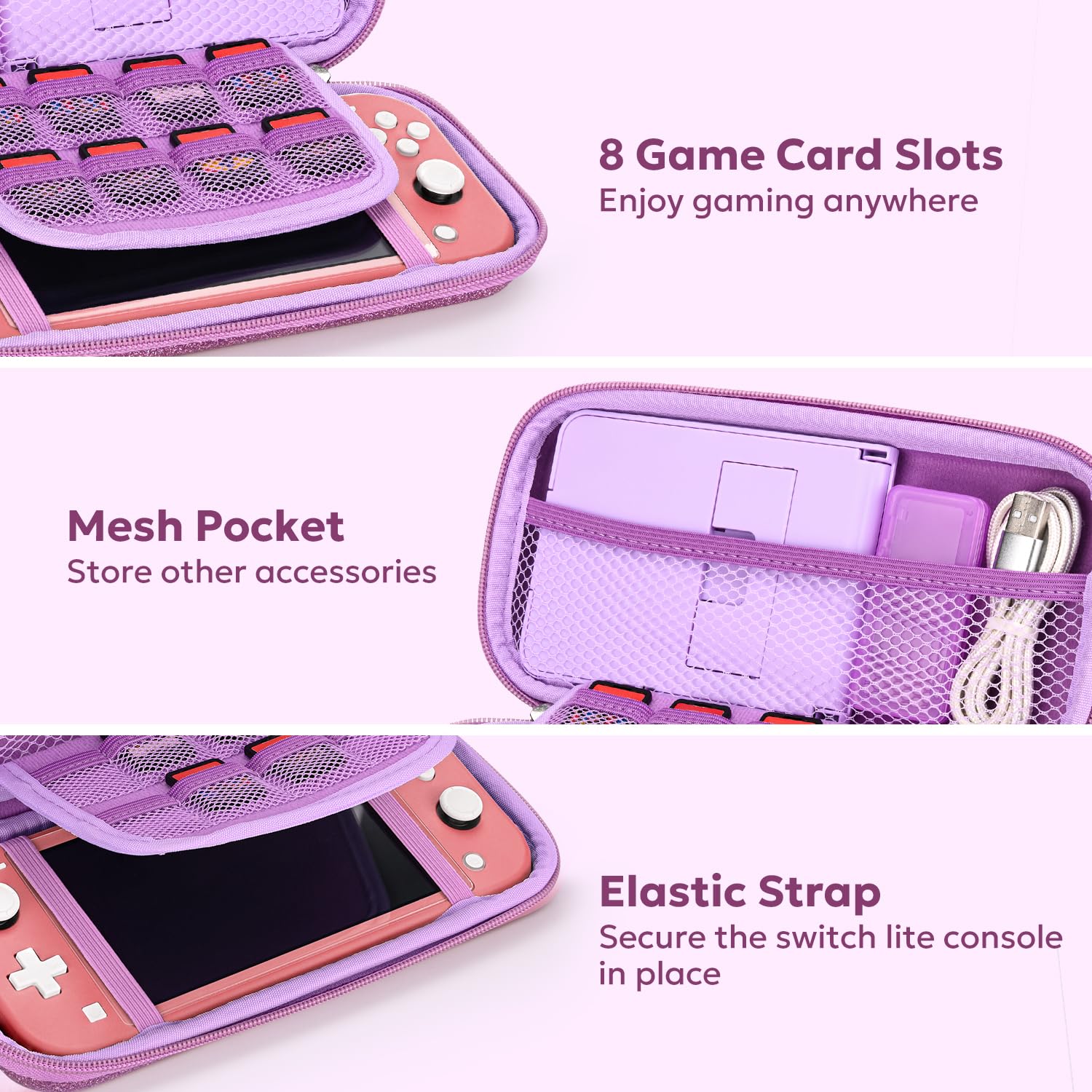 IA innoAura Pacchetti di accessori Switch Lite, Lite Paillettes Viola, alla moda