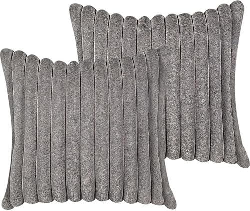 Juego de 2 fundas de cojín decorativo de 16 x 16 pulgadas, fundas decorativas de piel sintética para cama, sofá, funda de cojín suave y esponjosa