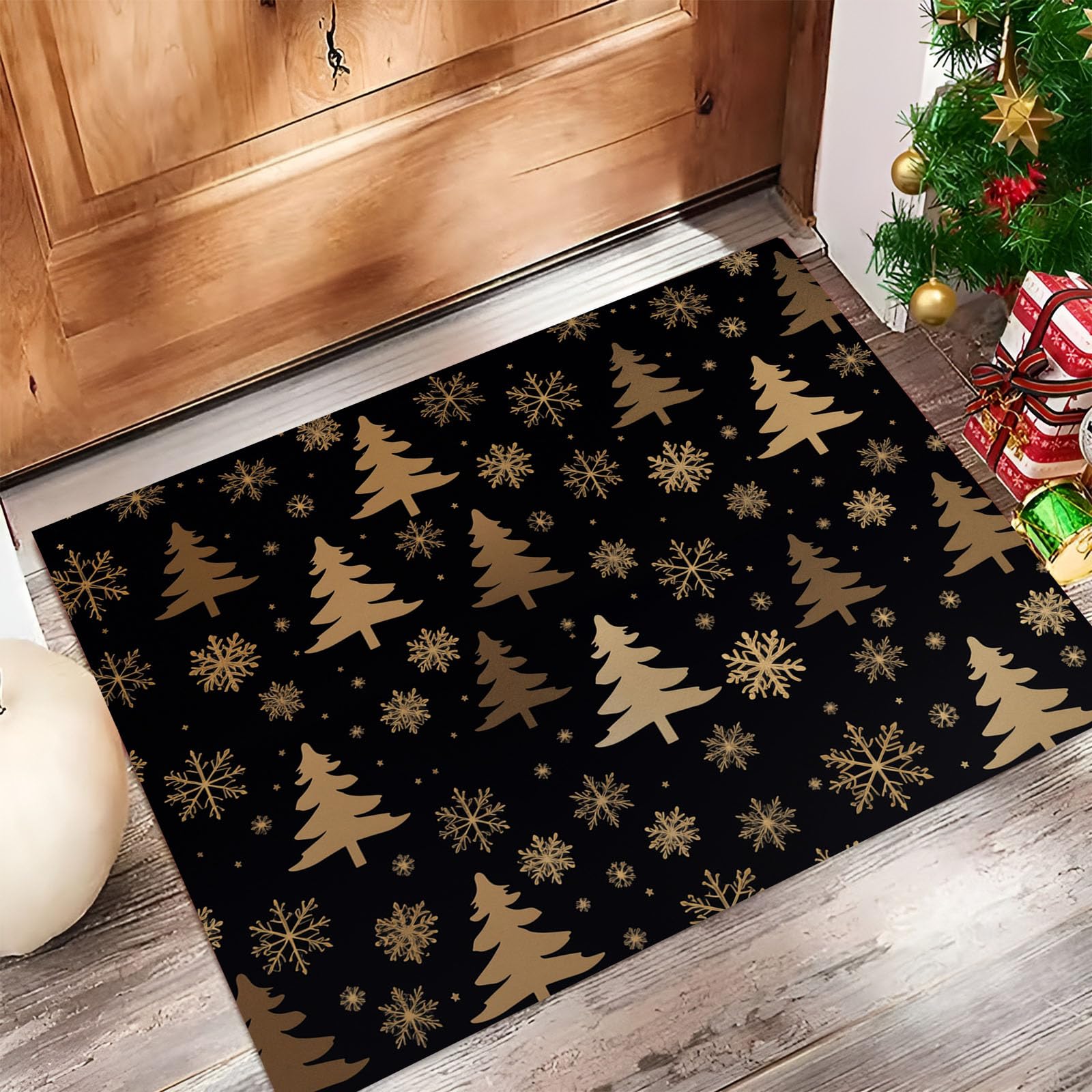 Tapis de porte or noir antidérapant pour éviter les glissades en intérieur