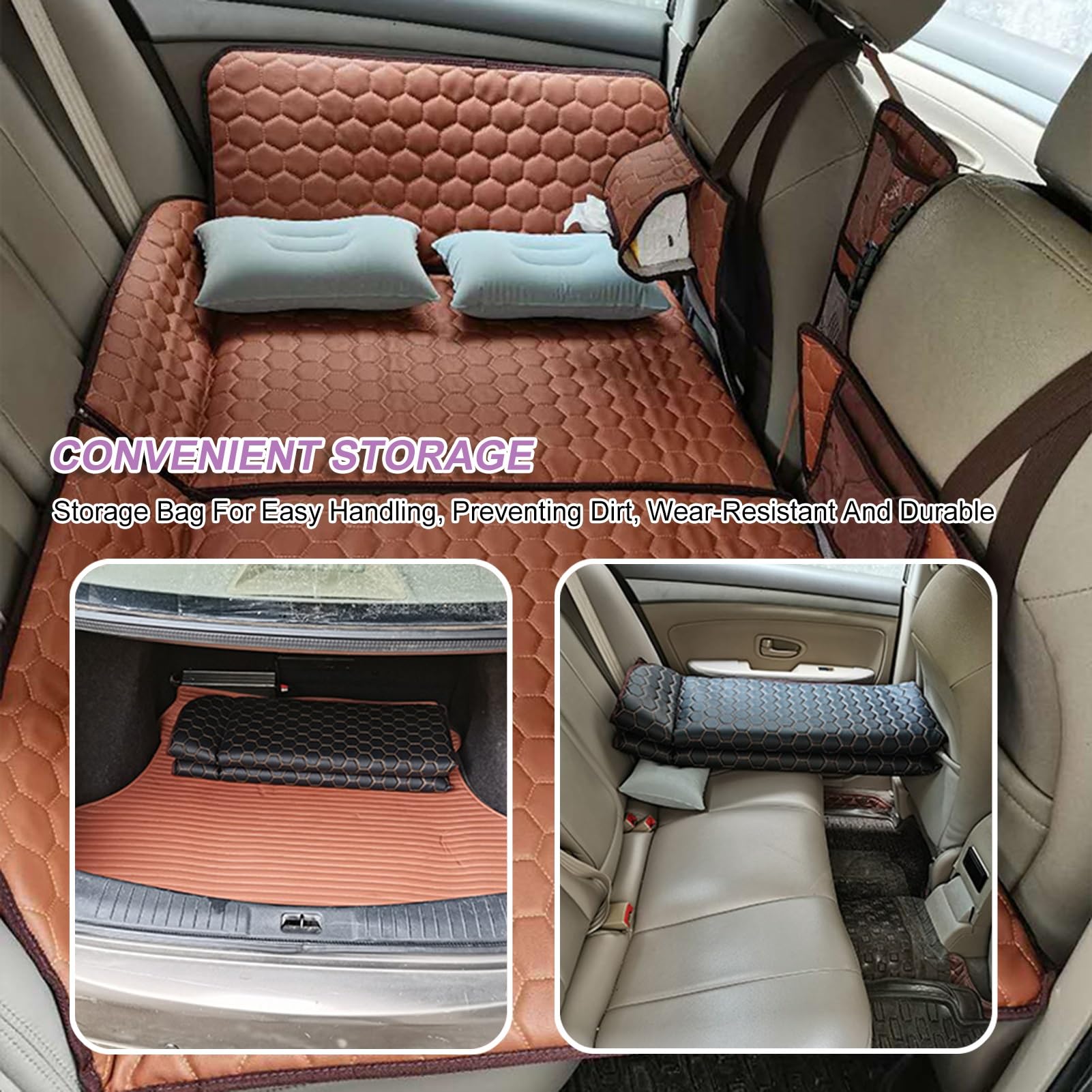 Autobedmatras: autostoelverlenging, reismatras voor camping, auto, niet opblaasbaar, voor de achterbank, draagbaar matras voor reizen in de auto