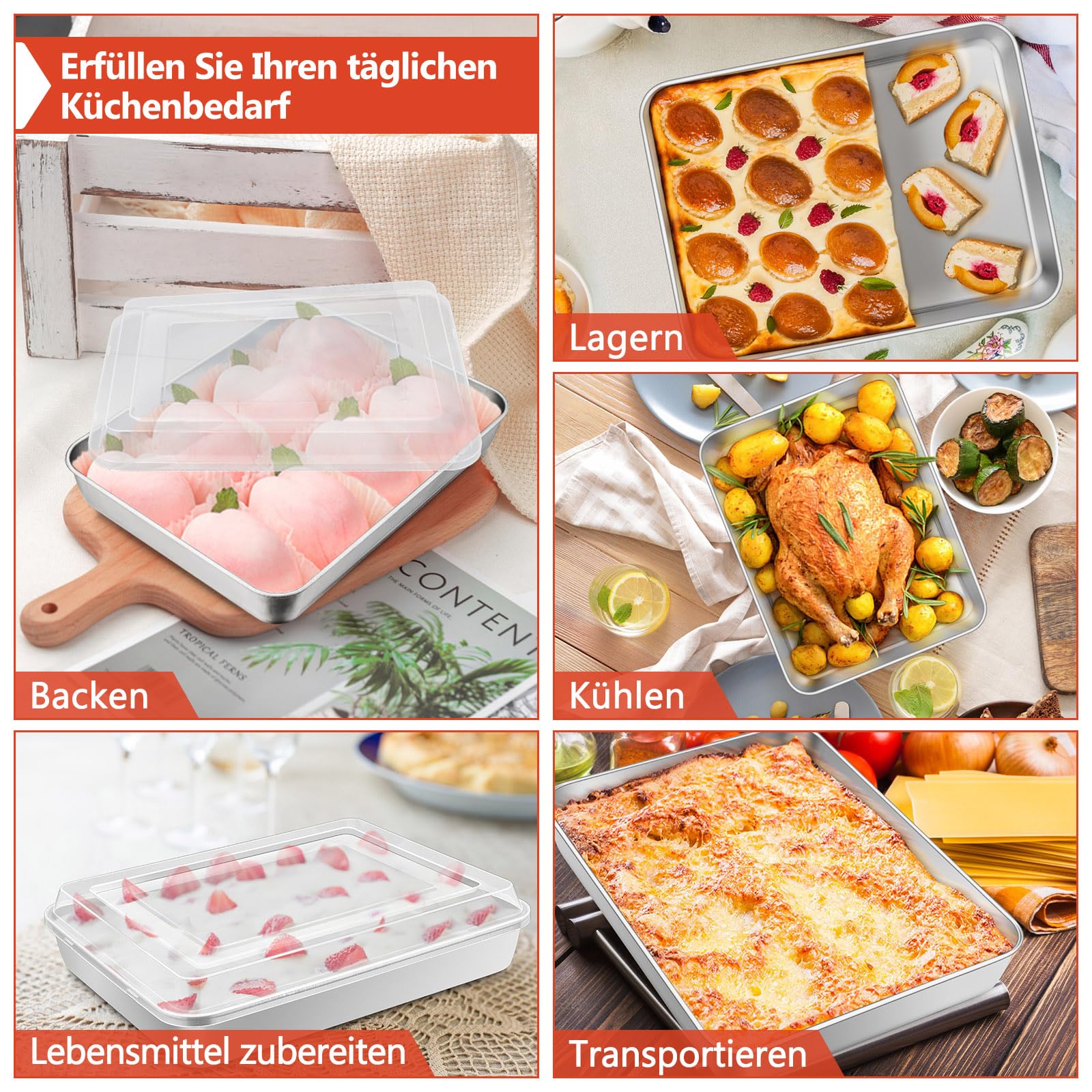 Teglia Da Forno In Acciaio Inox 40x30cm Con Griglia Di Raffreddamento - Homikit - Foto 4