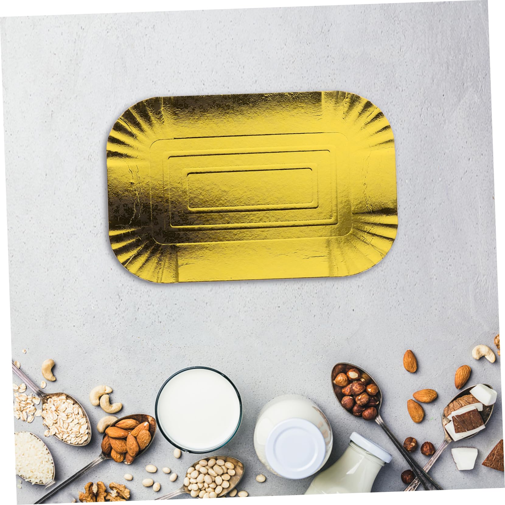 FRCOLOR Piatti di Carta Usa e Getta Oro in Carta Foglia di Alluminio, Design Semplice e Alimentare, Confezione da 10 Pezzi per Banchetti e Hotel