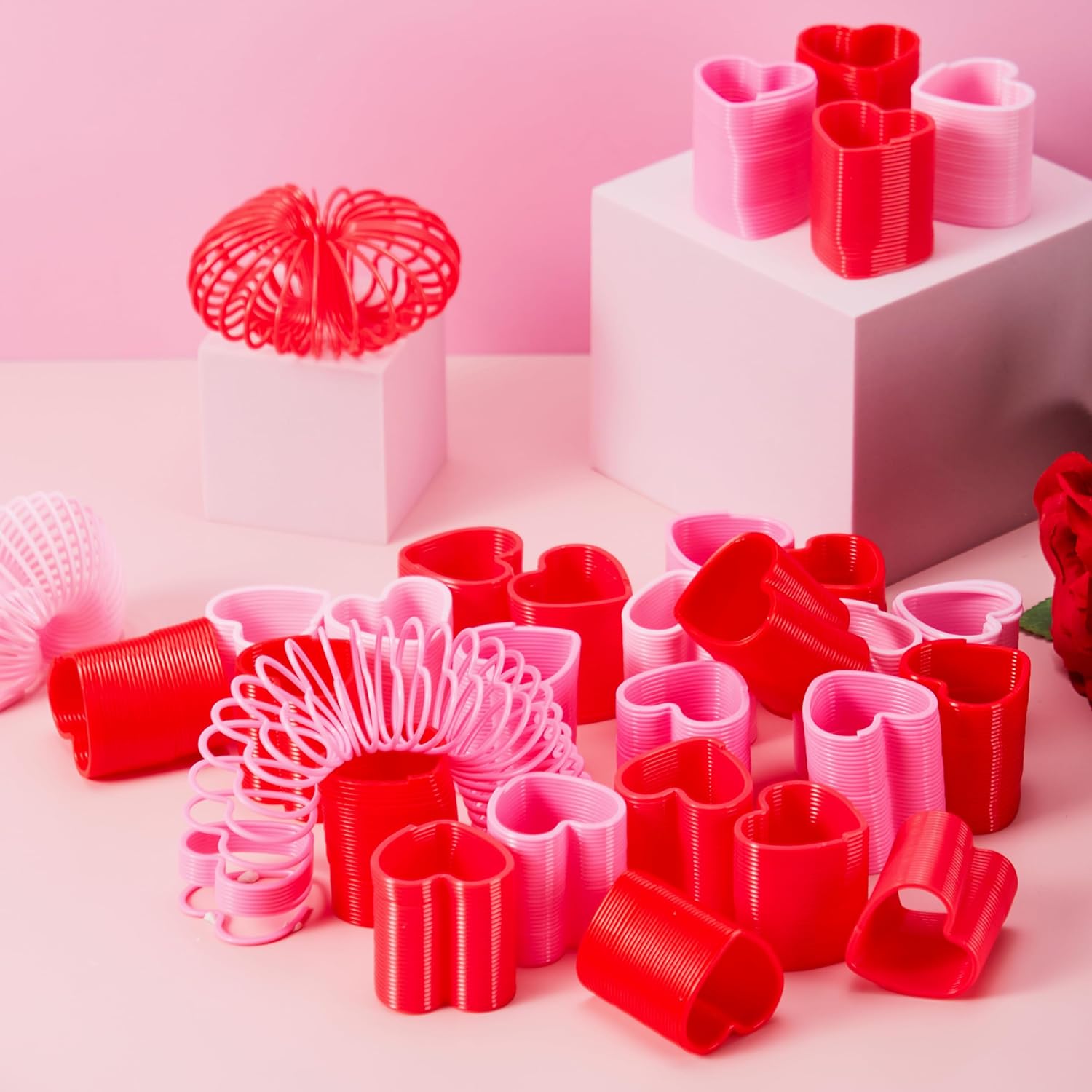 JOYIN 30 Packs Valentine’s Day Party Favors with Mini Springs Toys, Multi-Color Heart Coil Springs Toys, Stress Relief Fidget Toys for Kids Classroom Exchange, School Prize and Goodie Bag Stuffers