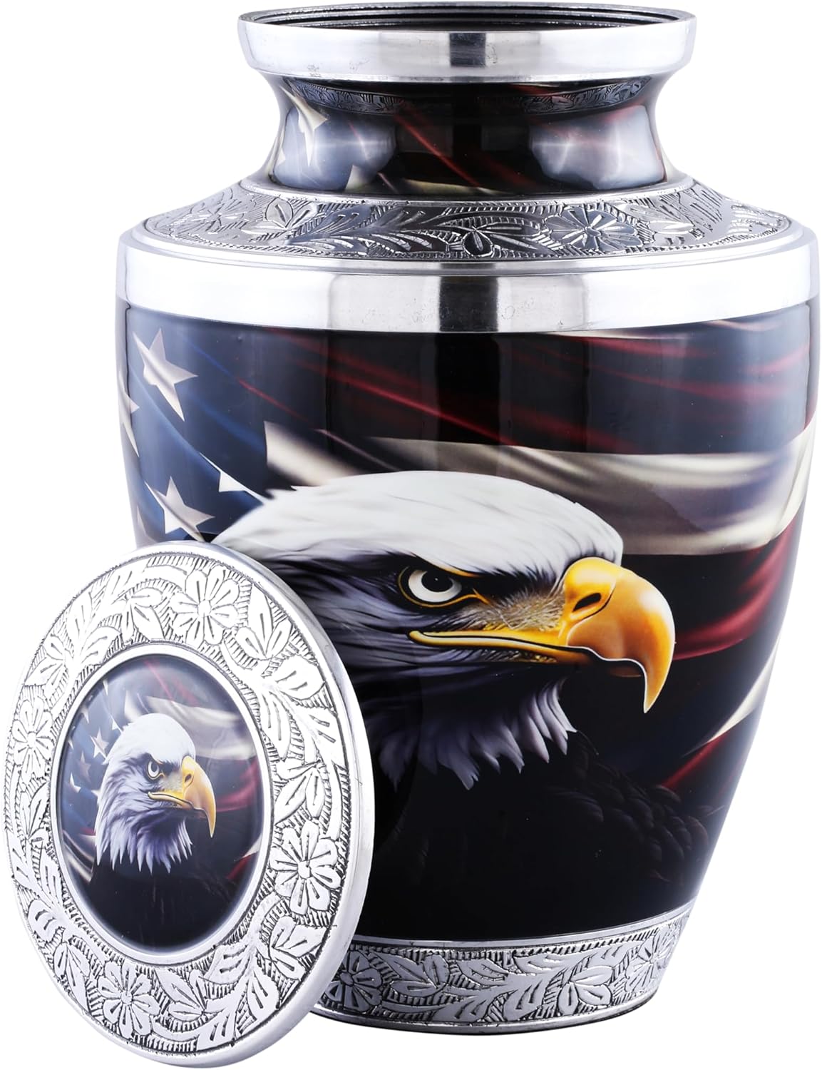 Majestic Eagle Funeral Urn for Human Ashes – Handcrafted Patriotic Tribute for Men or Women by Urns of Dignity (UOD-AMERICANEAGLE25L, Adult)