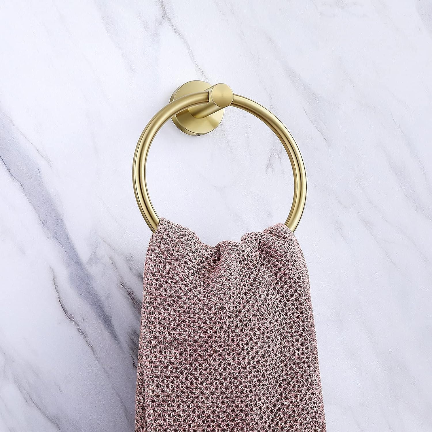 Brushed Gold Stainless Steel Wall Mounted Towel Ring Set