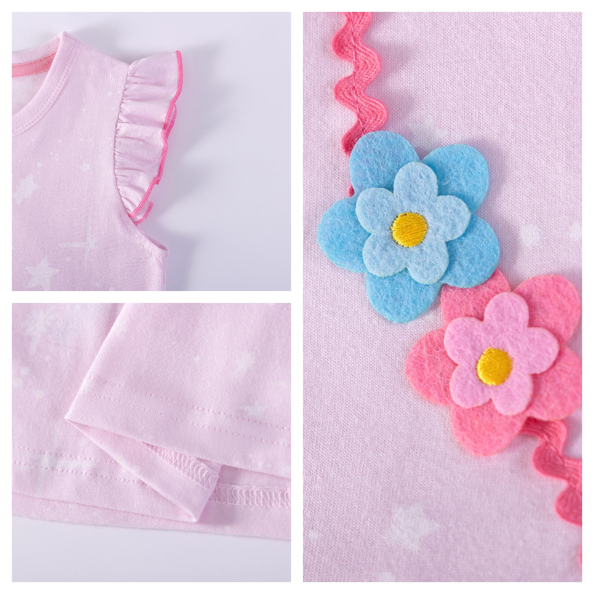 Vestido Niña Unicornio Manga Algodón Flores Verano Casual 2-8 Años