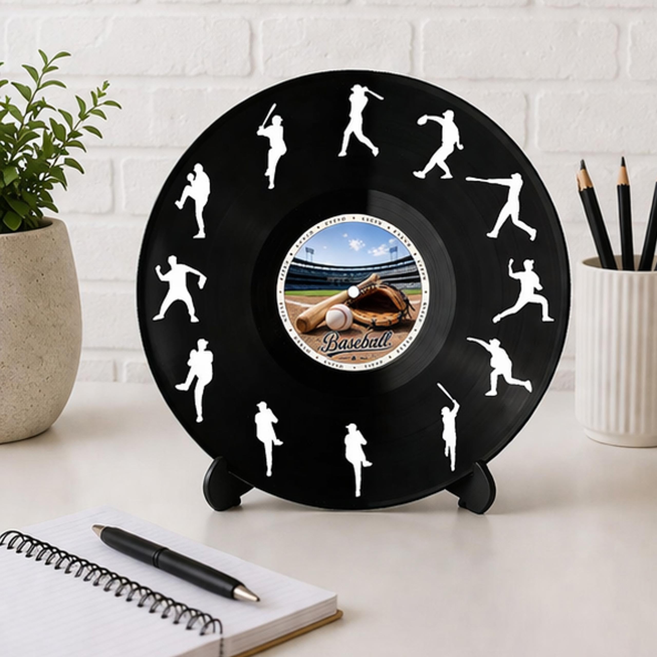 EVEVO D0033 - Decorazione da parete a forma di disco di baseball, in vinile, ideale come regalo per gli appassionati di baseball