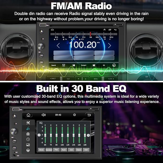 Radio para auto doble din con pantalla 7 pulgadas miniatura 8