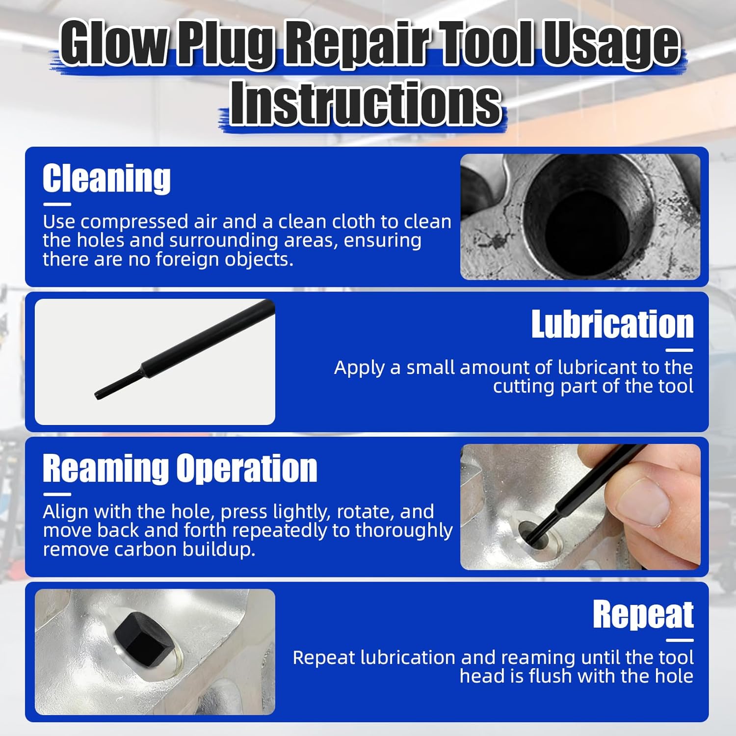 GM-52074 EN-52074 Glow Plug Bore Reamer, Compatible with 6.6L L5P 3.0L LM2 LZ0 Duramax Engines, Glow Plug Bore Carbon Remover, Replacement for Kent-Moore OTC-7223