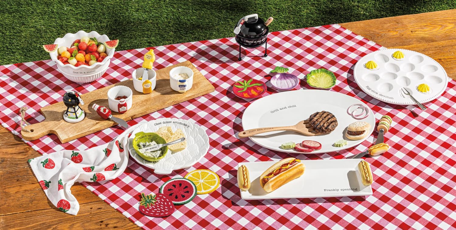 Mud Pie White Ceramic Hot Dog Tray