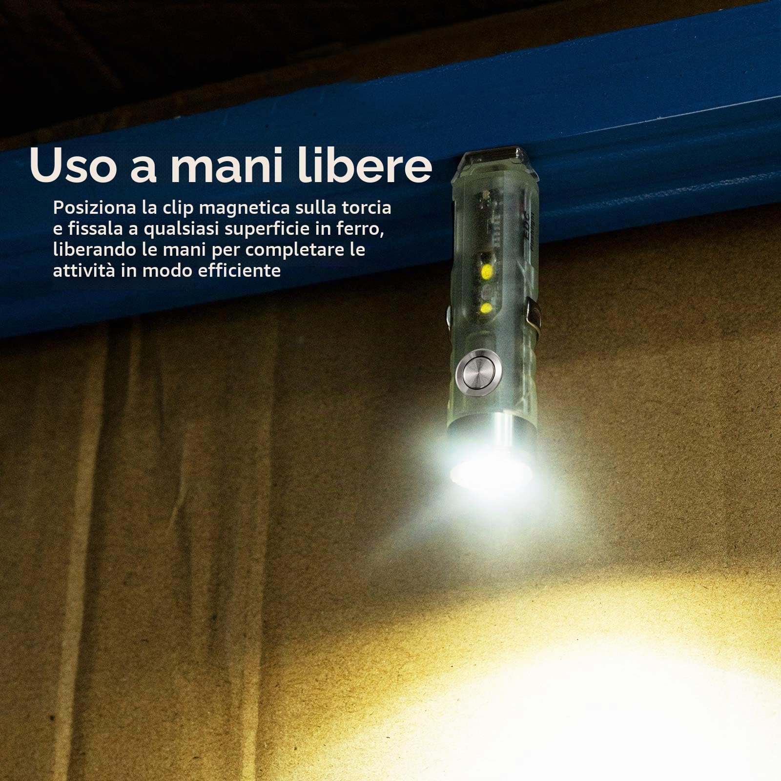 RovyVon A5 G4 Portachiavi Torcia EDC fosforescente,650 lumen, ad alta luminosità, ricaricabile USB C, con luce laterale bianca multifunzionale per uso quotidiano e all'aperto
