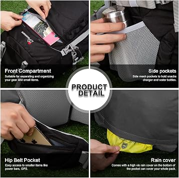 MOUNTAINTOP 80L Internal Frame Backpack with 3L Hydration Bladder