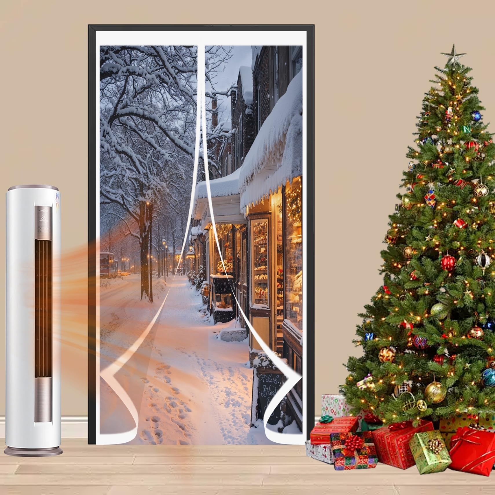 Tenda Termica Isolante Freddo 205 x 145 cm Protezione Dal Freddo, Trasparente, Impermeabile, Insonorizzazione Tenda per Porta Inverno Termica per Balcone Cantina, A
